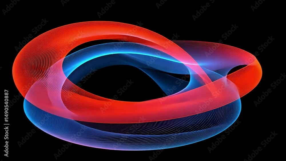 Aufkleber vibrant abstract design of intertwining red and blue curves and lines, showcasing fluidity, energy, 