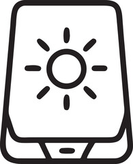 Black Line Solar App Icon – Smartphone with Energy Monitoring
