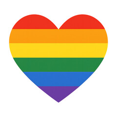 Simple Flat Rainbow Heart Background PNG — LGBT Pride Symbol on White	