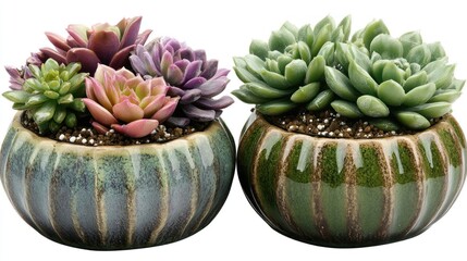 Fototapeta premium Succulent Pair in Decorative Pots