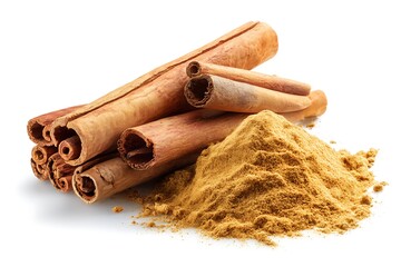 cinnamon sticks isolated on white background