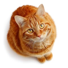 cute ginger cat sitting and looking at the camera ,isolated on white background.