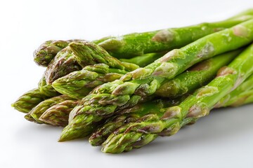 green asparagus on white background