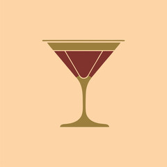 Vintage style cocktail glass icon designed as a retro badge for bar or restaurant branding
