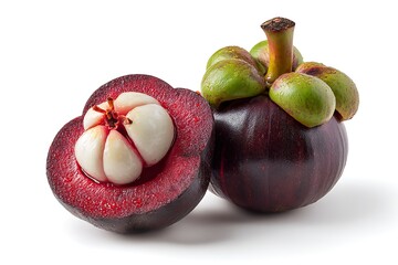 Mangosteen isolated on white background.