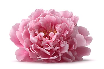 Pink peony flower isolated on white background.