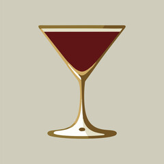Classic cocktail drink logo in retro vintage design with stylized glass and ornamental elements
