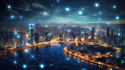 Naklejka premium 5G, 6G, Big data wireless network, high speed internet, cloud computing or connect diagram technology, Data storage, service, synchronize, online, financial, Connectivity global, smart city,