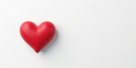 Obraz premium A single red heart shape rests on a pristine white background, a symbol of affection and romantic love