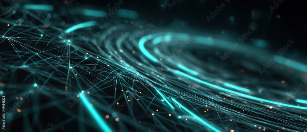 Poster abstract glowing network lines on dark background
