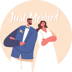 Just married bride groom newlyweds