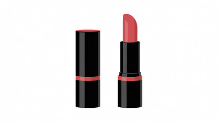 Obraz premium Lipstick tube mockup, cap on and off version side-by-side, editable logo space, white background
