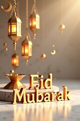 Classic white mosque eid mubarak banner
