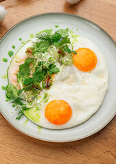 Classic Fried Eggs and Leafy Greens
