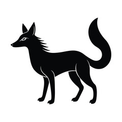 Dhole Trotting Bushy Vector Silhouette