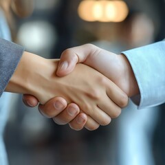 Business Partnership Handshake - Professional Teamwork, Trust and Corporate Success in Minimalist Setting (White Background)