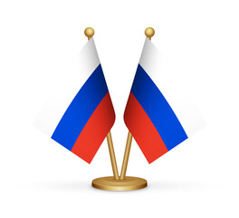 Russia vs Russia flags mockup 3d illustration. Versus desk flags of Russia and Russia transparent png