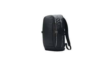 Naklejka premium Modern Black Backpack with Zippered Compartments on Transparent Background