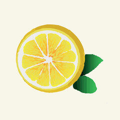 slice of lemon with leaf . creative fruits icon vector