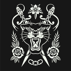 Traditional big cat tattoo