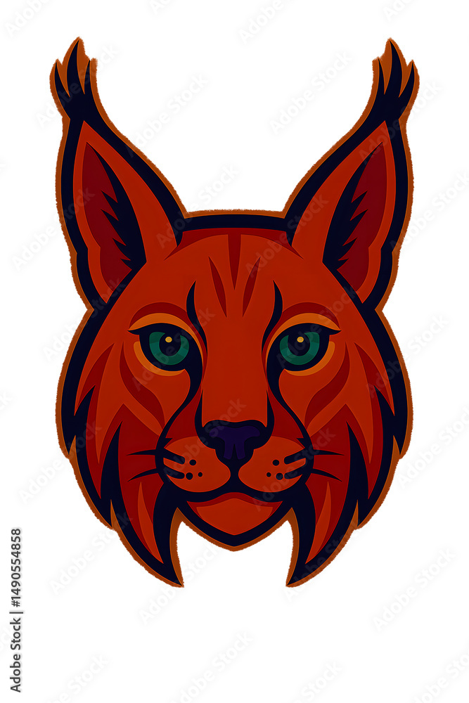 Poster a captivating illustration of a lynx, its piercing gaze and distinctive features creating a powerful