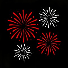 Modern Red and White Fireworks on Black Background