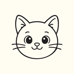 Cute Minimal Cat Face Vector Line Art