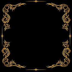 Vector Golden Frame Decorative Floral