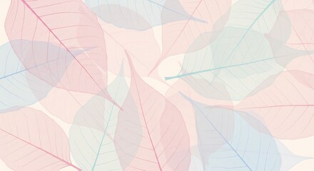 Delicate pastel translucent leaves background