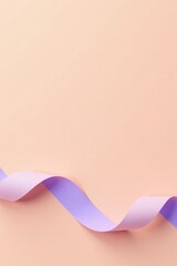 A gentle curve of pastel lavender ribbon elegantly flows across a soft peach background, creating a minimalist and serene composition ideal for design projects and presentations.