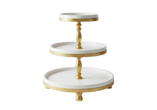 Three tiered serving tray isolated on transparent background