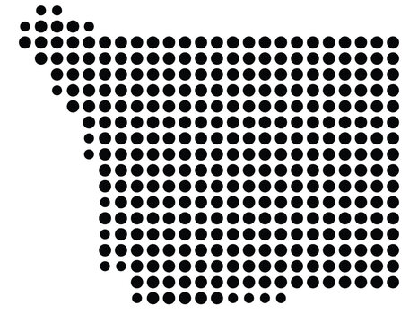 Symbol Map Of the County San Diego (California, US) showing the County with a few black dots