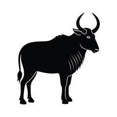 Takin Lowered Head Thick Horns Vector Silhouette
