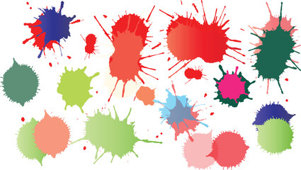 red and green paint splashes Colorful watercolor brush strokes in the style of color swatches on a white background, vector illustration in a flat design style with colorful gradients, high resolution