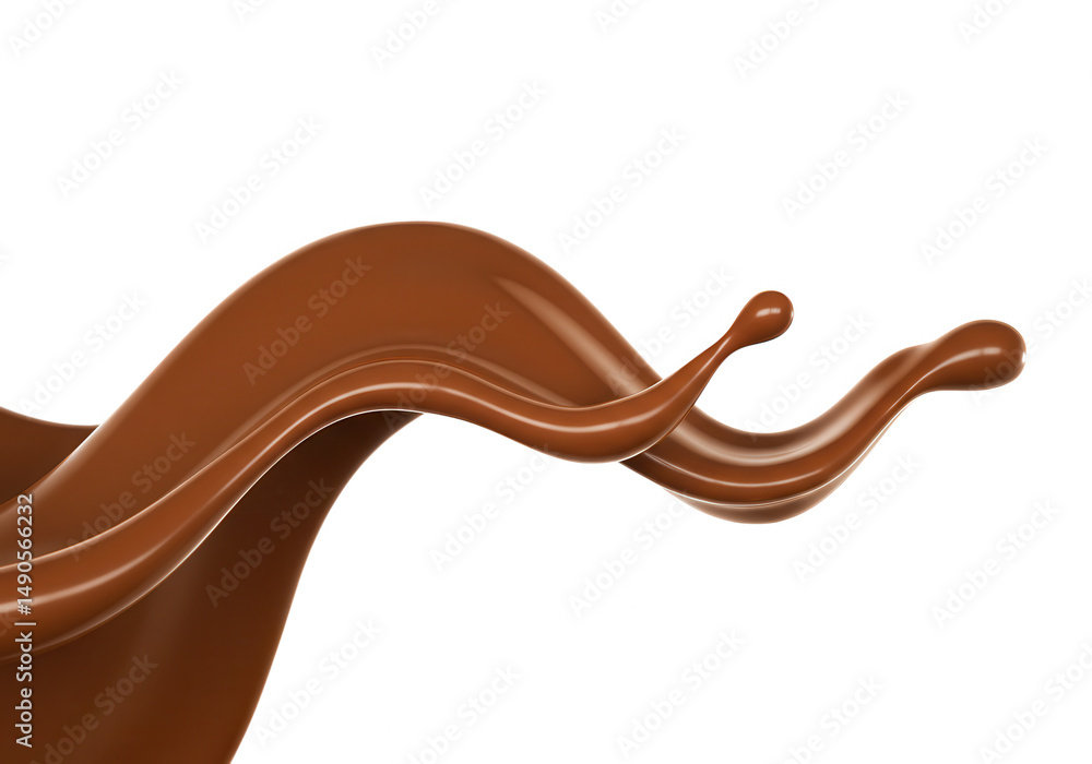 Poster chocolate splash dynamic flow isolated on transparent