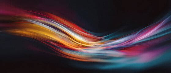 Dynamic motion blur effects showcasing vibrant, colorful light trails against dark background, creating sense of energy and fluidity. abstract design evokes creativity and modernity