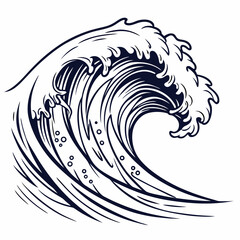 Powerful ocean wave abstract line art design