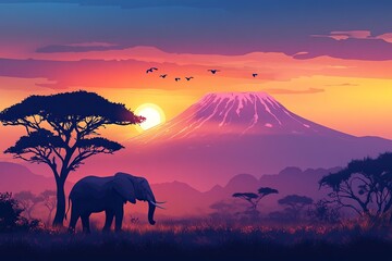 Elephant Standing The Foreground With