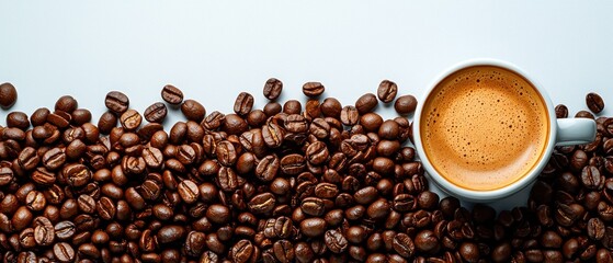 Naklejka premium Espresso and coffee beans
