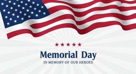 Fototapeta premium Patriotic Memorial Day Banner with American Flag for Remembering Heroes