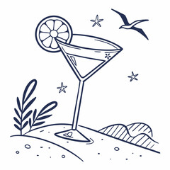 Beach cocktail summer drink ocean view vacation