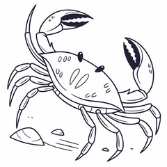Cartoon crab walking on beach sand