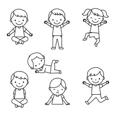 Fun children's illustration highlighting active games and cheerful interactions