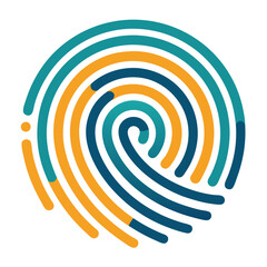 Flat Fingerprint Icon.  Biometric  ID Security for Technology and App UI Design

