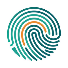 Flat Fingerprint Icon.  Biometric  ID Security for Technology and App UI Design

