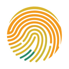 Flat Fingerprint Icon.  Biometric  ID Security for Technology and App UI Design

