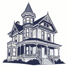 Victorian house architectural drawing home design
