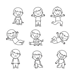 Dynamic kids graphic featuring movement-based interactions and happy expressions