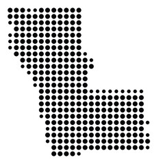 Symbol Map Of the County Clay (Georgia, US) showing the County with a few black dots