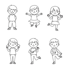 Happy kids drawing highlighting cheerful cartoon characters in interactive moments